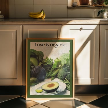 Vintage 1970s California Avocado Magazine Ad Reproduction Poster, Love is Organic | 11x14 