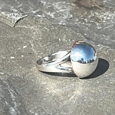 Vintage Sterling Silver Mid Century Half Globe Dome Ring - Size 5 