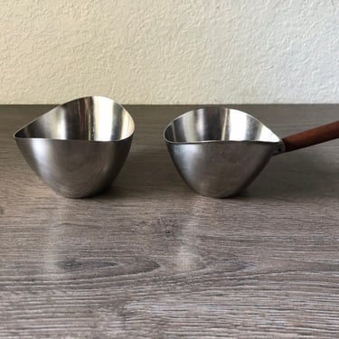 Danish Creamer and Sugar Set, Pair of Stainless Steel Creamer and Sugar Bowls, Mid Century Modern Danish Dishes, Made in Denmar 