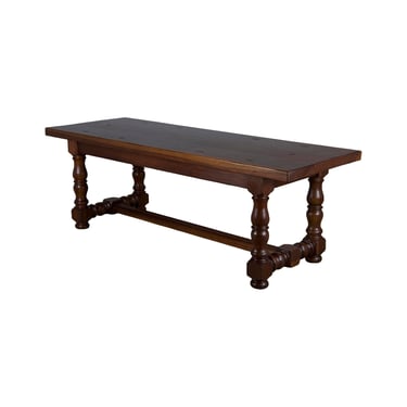 Country French Provincial Style Walnut Farmhouse Trestle Dining Table 