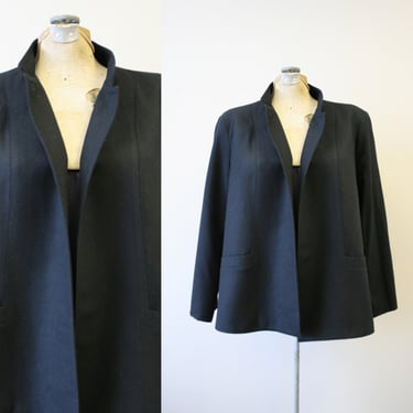 1990s Chaus Black Wool Blend Jacket 