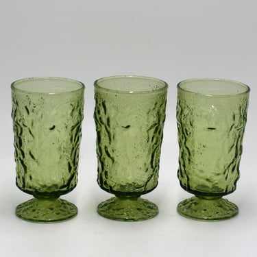 vintage anchor hocking LIdo Milano footed juice glasses in green/set of three 