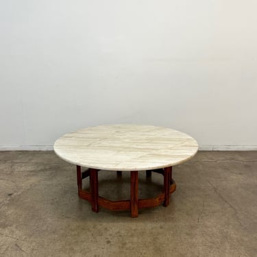 1960s Marble and oak coffee table 