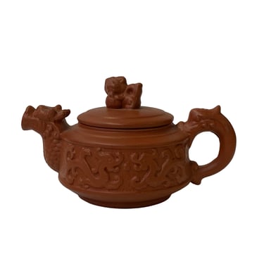 Chinese Brown Yixing Zisha Clay Teapot w Dragon Head Accent ws2590E 