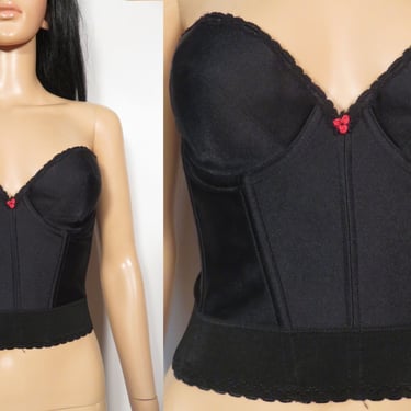 Vintage 80s Black Bustier Made In USA Size 38B 