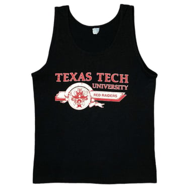 Vintage 80s Texas Tech University Red Raiders Faded Out Collegiate Style Tank Top/Sleeveless Graphic T-Shirt Size Large 