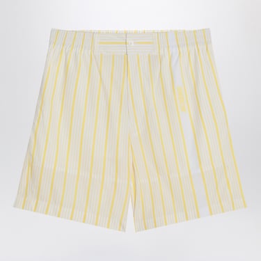 Jacquemus White, Yellow Striped Bermuda Shorts With Logo Men