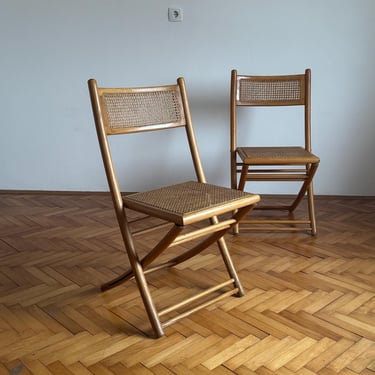 1 of 2Vintage Wooden Folding Chair / MCM Light Brown Foldable Chair / Aldo Jacober Design Style / Accent Chair / Boho Style / Made in Italy 