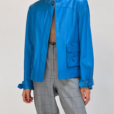 Blue Leather Jacket (M)