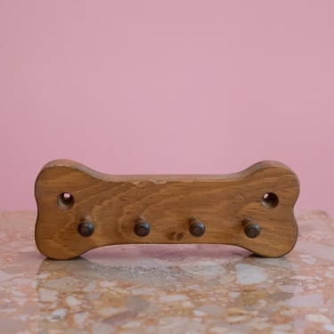 Vintage Wooden Bone Dog Leash Hanger