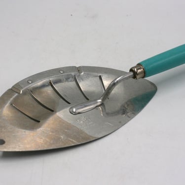 vintage Foley Pan Strainer with Teal Wood Handle 