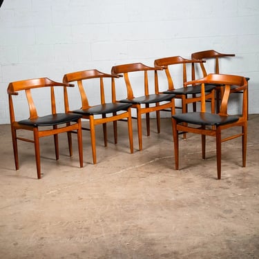 Mid Century Danish Modern Dining Chairs Set 6 Black Teak Bernhard Pederesen Sons
