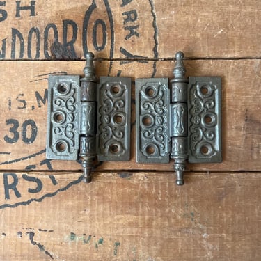 Pair of Ca. 1880s Clark Mfg Steeple Tip Door Hinges 3"x3” 