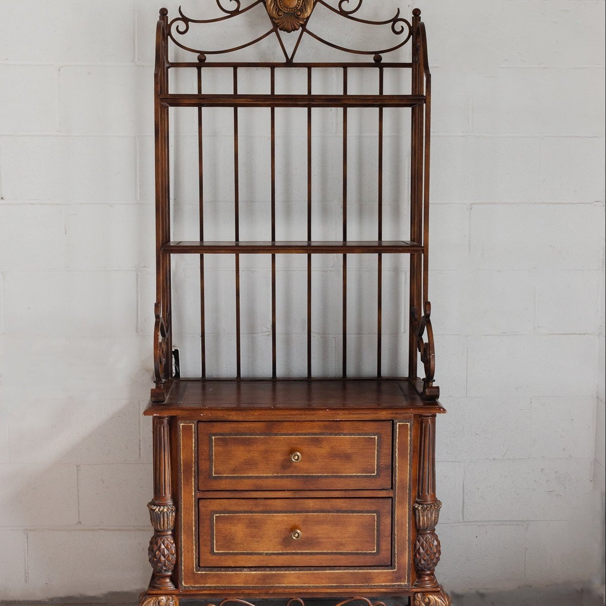 vintage wood and wrought iron bakers rack | Joliette - Pickering, ON ...