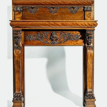 A Magnificent Antique Carved Fireplace Mantel
