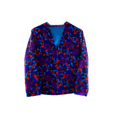 Vintage Floral Blue Velvet Blazer/Jacket size Small 