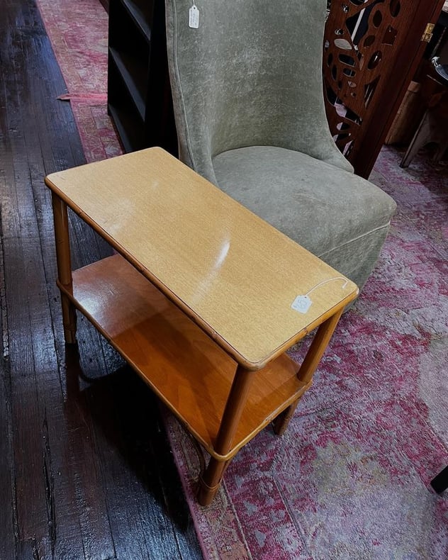 Bamboo side table. Perfect for a small space! 24.5” x 12.5” x 21.5” 