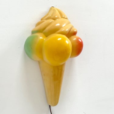 Vintage 70s Ice Cream Cone Light Sconce Lamp Display Fixture Germany 