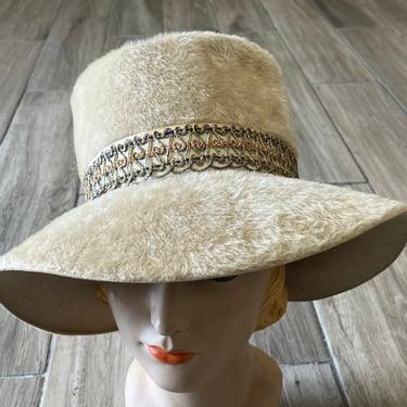 1960s fawn floppy hat vintage fur chapeau boho fashion 