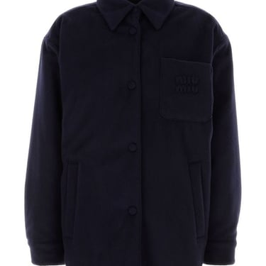 Miu Miu Woman Midnight Blue Wool Blend Down Jacket