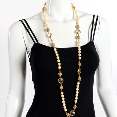 Crystal and Pearl Chain Necklace