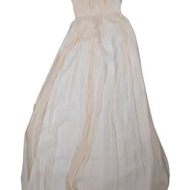 J.Crew - Cream Ruched Silk Chiffon Strapless Formal Dress Sz 00