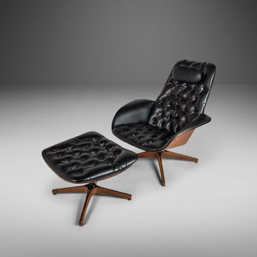 Mid Century Modern Tufted Lounge Chair and Ottoman by George Mulhauser for Plycraft, USA, c. 1960s 