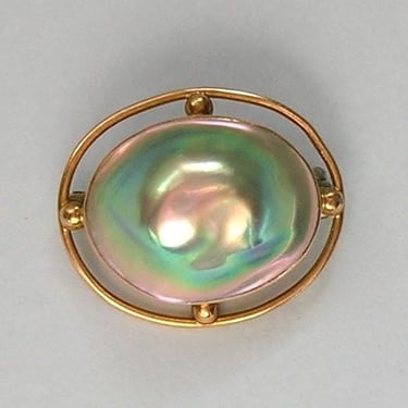 Vintage 10K Blister Pearl Pin, Vintage Gold Blister Pearl Brooch, Old Gold Pin (#4573) 