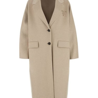 Prada Women Sand Cashmere Oversize Coat