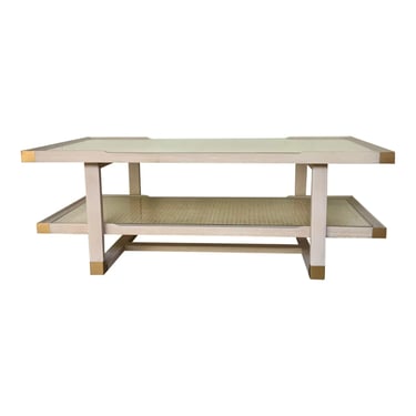 Villa & House Modern Bleached Cerused Oak and Cane Cocktail Table