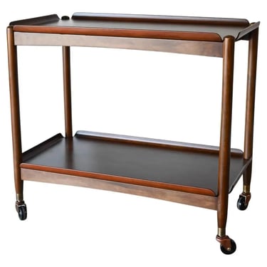 Danish Walnut Collapsible Bar or Service Cart with Removable Trays, ca. 1960