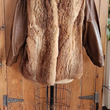 Vintage 70s Fur Jacket w/ Brown Leather 