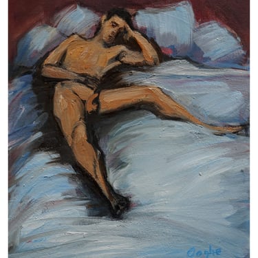 Fine Art Print of Original Painting-Giclee-Archival Print-Male Nude-Reclining-Erotic-Open Ended Edition-Impressionist Painting-Fine Art Nude 