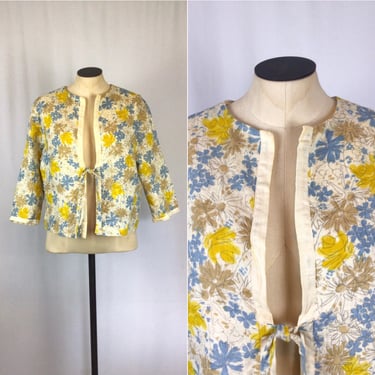 Vintage 60s jacket | Vintage floral linen cardigan | 1960s Vera cover up jacket 