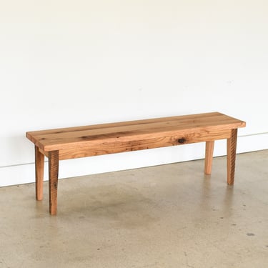 Reclaimed Wood Plank Bench / Tapered Legs 