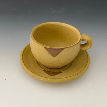 Cappuccino Cup and Saucer with Triangles 