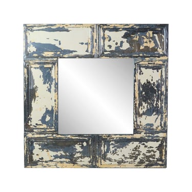 Handmade Dark Neutral Tone Antique Tin Panel Mirror