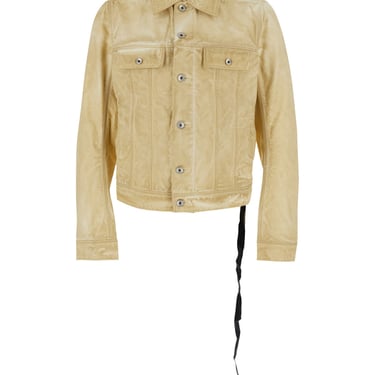 Drkshdw 'Trucker' Beige Jacket With Classic Collar And Drawstring Detail On The Waist In Cotton Man
