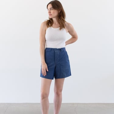 Vintage 29 Waist Blue Denim Shorts | Unisex French Workwear style | Metal Buttons | S077 