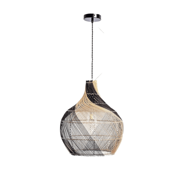 Two-Tone Rattan Pendant Light