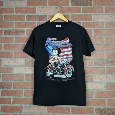 Vintage 2001 Betty's American Rider Betty Boop ORIGINAL Biker Cartoon Tee - Medium 