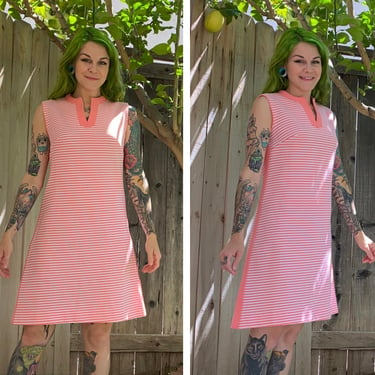 Vintage 1960’s Pink Striped Mod Dress 