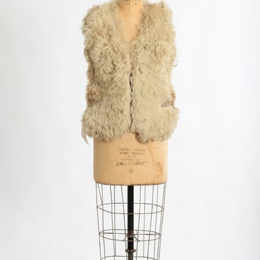 60s curly Lamb fur Vest | 1960s deadstock sheep skin fur vest 