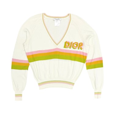 Dior White Pastel Logo Pullover Sweater