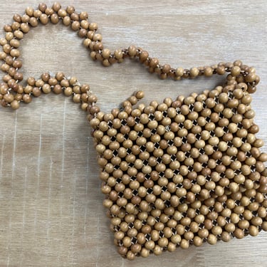 boho wood bead purse vintage hippie bohemian handbag 