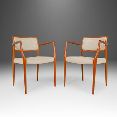 Set of Two (2) Moller Model 65 Arm Chairs by Niels Otto Møller for J.L. Møller Mobelfabrik, Denmark, c. 1960's 