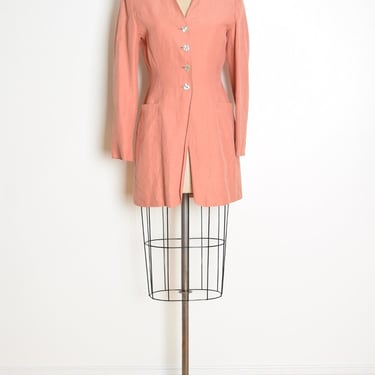 vintage 90s jacket Laura Ashley silk linen blazer blush pink 6 S clothing top clothing 