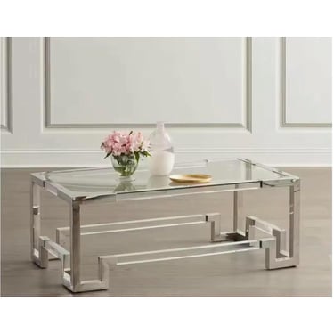 Horchow Shanna Acrylic Glass Top Chrome Modern Coffee Table 