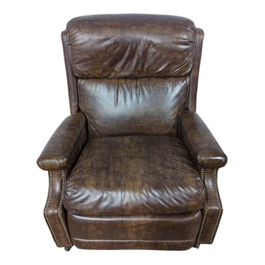 Brown Leather Studded Recliner