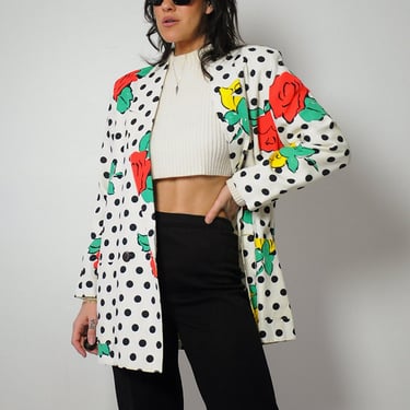 80's Polka Dot & Rose Blazer